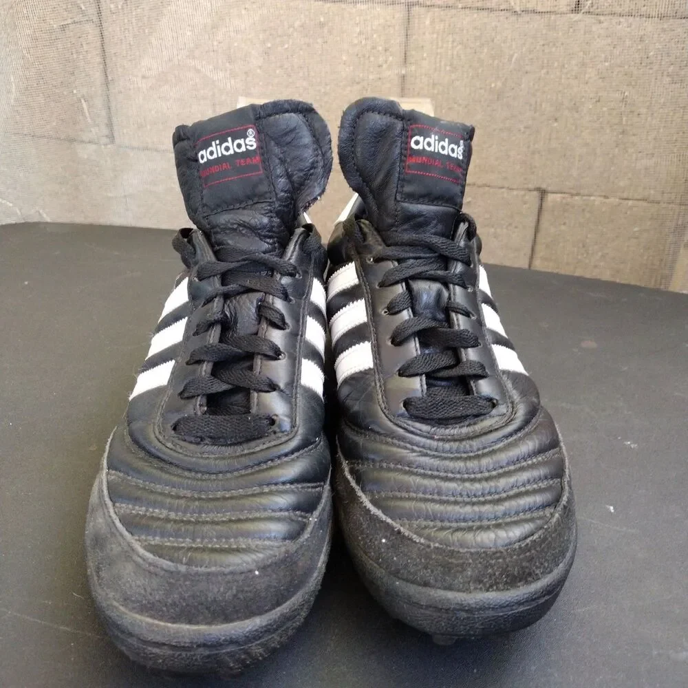 Adidas Mundial Team Shoes Mens Size 7 Black Leather Turf Soccer Cleats Sneakers